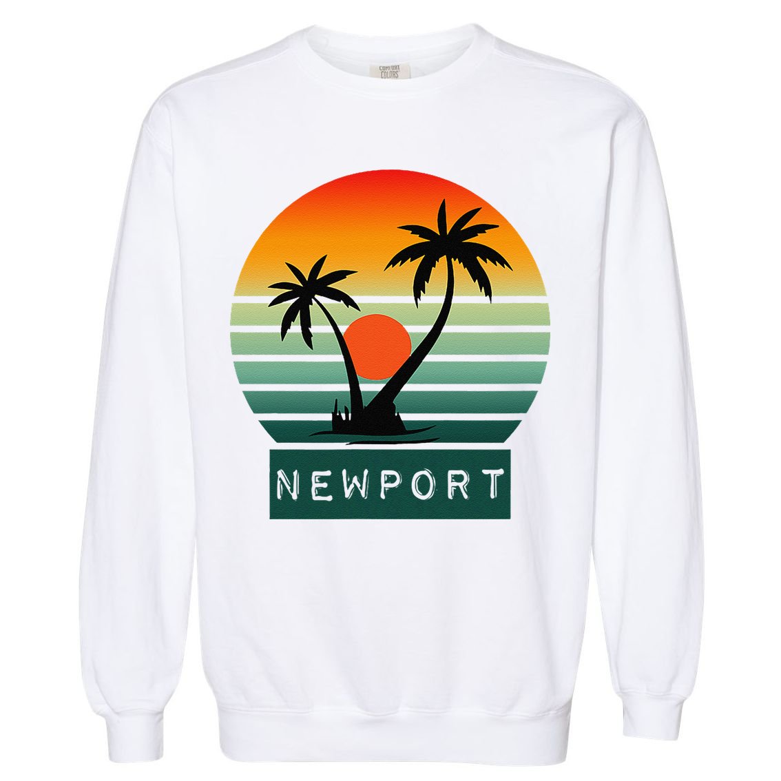 Newport Tropical Sunset Palm Trees Beach Garment-Dyed Sweatshirt