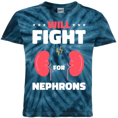 Nephrology Transplant Surgeon Will Fight For Nephrons Kids Tie-Dye T-Shirt