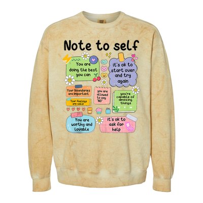 Note To Self Mental Health Matter Motivational Colorblast Crewneck Sweatshirt