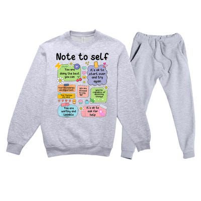 Note To Self Mental Health Matter Motivational Premium Crewneck Sweatsuit Set