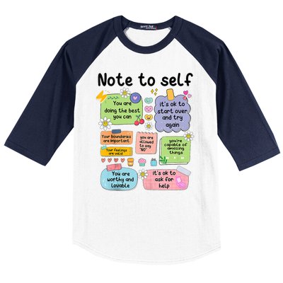 Note To Self Mental Health Matter Motivational Baseball Sleeve Shirt