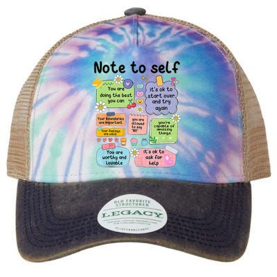 Note To Self Mental Health Matter Motivational Legacy Tie Dye Trucker Hat