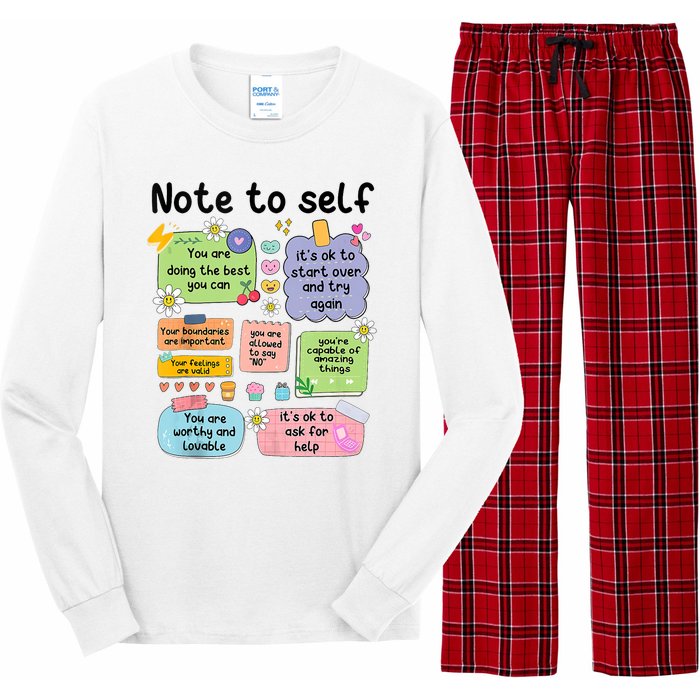 Note To Self Mental Health Matter Motivational Long Sleeve Pajama Set