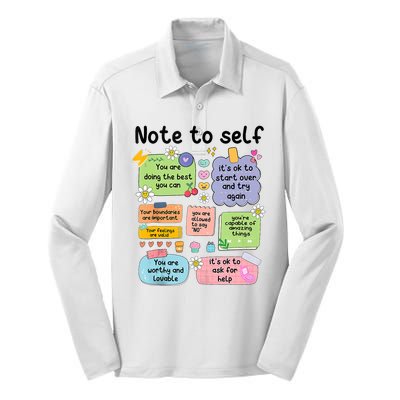 Note To Self Mental Health Matter Motivational Silk Touch Performance Long Sleeve Polo