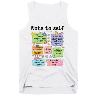 Note To Self Mental Health Matter Motivational Tank Top