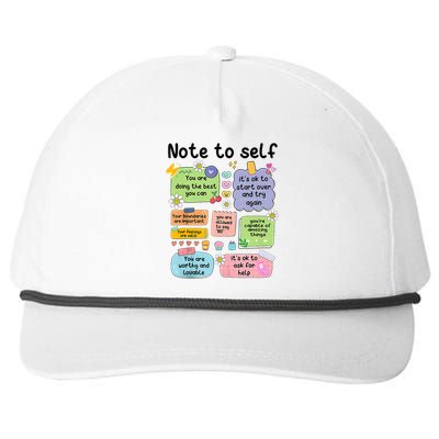 Note To Self Mental Health Matter Motivational Snapback Five-Panel Rope Hat