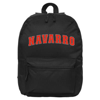 Navarro Texas Tx College Style Red Text Navarro 16 in Basic Backpack