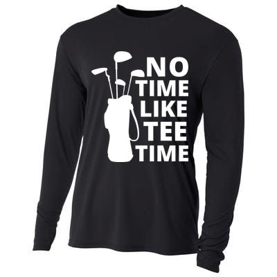 No Time Tee Time Funny Golf Dad Golfer Fathers Cooling Performance Long Sleeve Crew