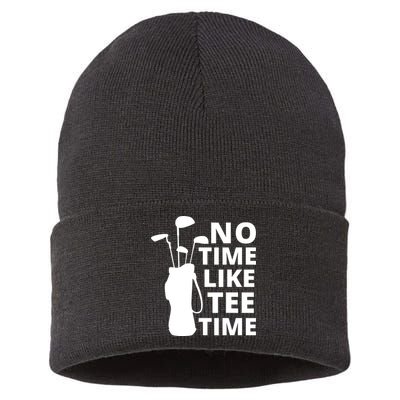 No Time Tee Time Funny Golf Dad Golfer Fathers Sustainable Knit Beanie