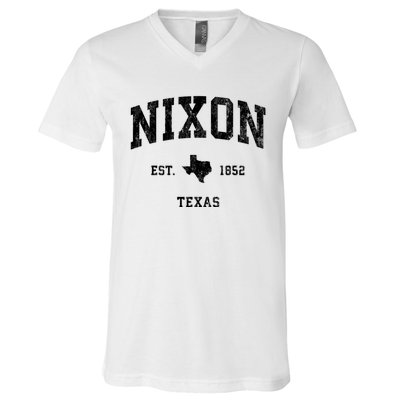 Nixon Texas Tx Vintage Established Athletic Sports Design V-Neck T-Shirt