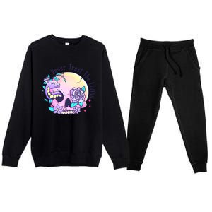 Never Trust The Living Pink Skull Cute Snake Funny Halloween Cute Gift Premium Crewneck Sweatsuit Set