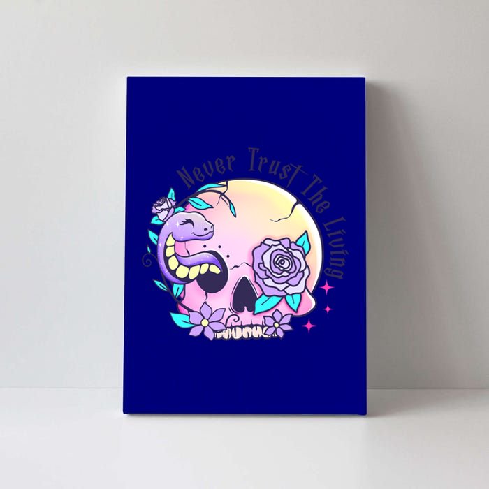 Never Trust The Living Pink Skull Cute Snake Funny Halloween Cute Gift Canvas