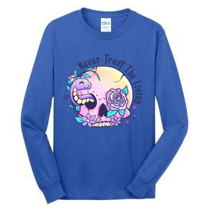 Never Trust The Living Pink Skull Cute Snake Funny Halloween Cute Gift Tall Long Sleeve T-Shirt