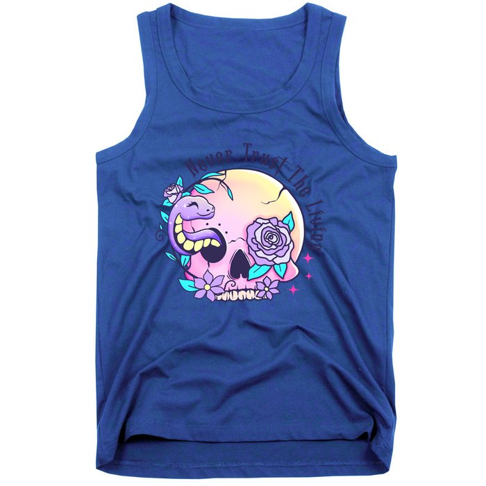 Never Trust The Living Pink Skull Cute Snake Funny Halloween Cute Gift Tank Top