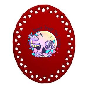 Never Trust The Living Pink Skull Cute Snake Funny Halloween Cute Gift Ceramic Oval Ornament