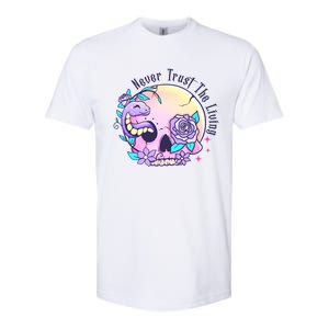 Never Trust The Living Pink Skull Cute Snake Funny Halloween Cute Gift Softstyle CVC T-Shirt