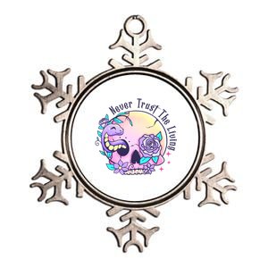 Never Trust The Living Pink Skull Cute Snake Funny Halloween Cute Gift Metallic Star Ornament