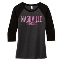 Nashville Tennessee Text Print Women's Tri-Blend 3/4-Sleeve Raglan Shirt