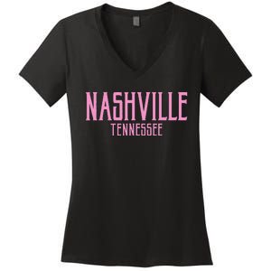 Nashville Tennessee Text Print Women's V-Neck T-Shirt