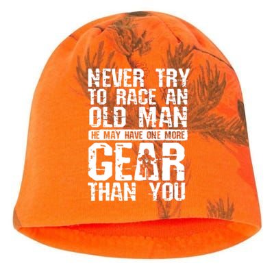 Never Try To Race An Old Man For A Biker Kati - Camo Knit Beanie