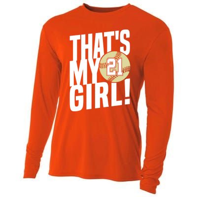 Number Twentyone ThatS My #21 Softball Mom Dad Family Funny Gift Cooling Performance Long Sleeve Crew