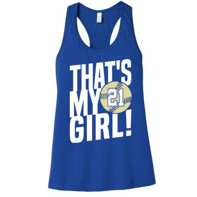 Number Twentyone ThatS My #21 Softball Mom Dad Family Funny Gift Women's Racerback Tank