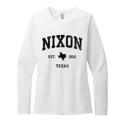 Nixon Texas Tx Vintage Athletic Black Sports Womens CVC Long Sleeve Shirt