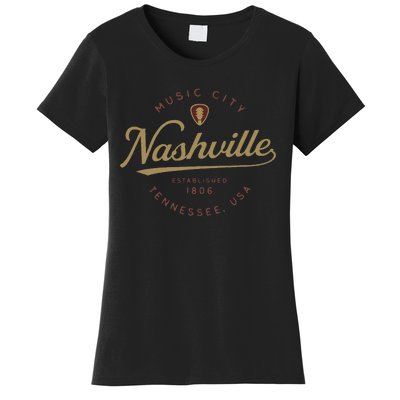 Nashville Tn Tennessee Music City Guitar Country Music Nash Women's T-Shirt