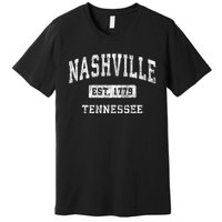 Nashville Tennessee Tn Vintage Established Sports Premium T-Shirt