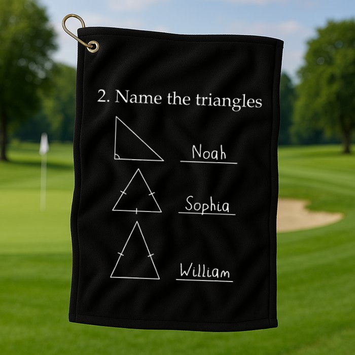 Name The Triangles Math Problem Funny Math Lover Golf Towel