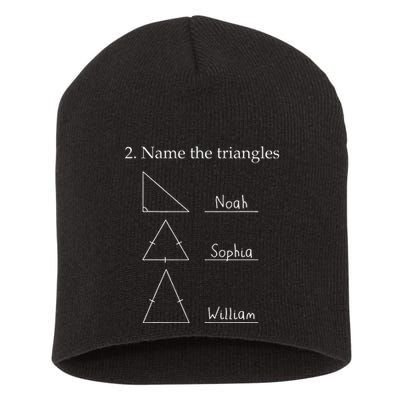 Name The Triangles Math Problem Funny Math Lover Short Acrylic Beanie