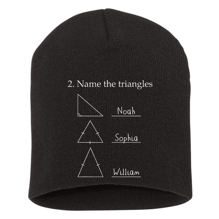 Name The Triangles Math Problem Funny Math Lover Short Acrylic Beanie