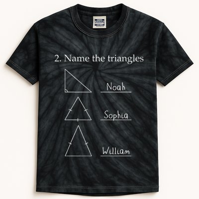 Name The Triangles Math Problem Funny Math Lover Kids Tie-Dye T-Shirt