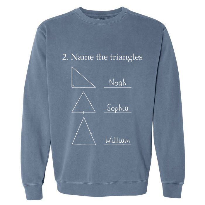 Name The Triangles Math Problem Funny Math Lover Garment-Dyed Sweatshirt