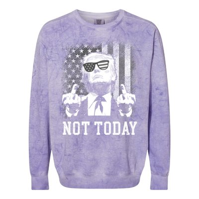 Not Today Trump 2024 Us American Flag Rally Shooting Gift Colorblast Crewneck Sweatshirt