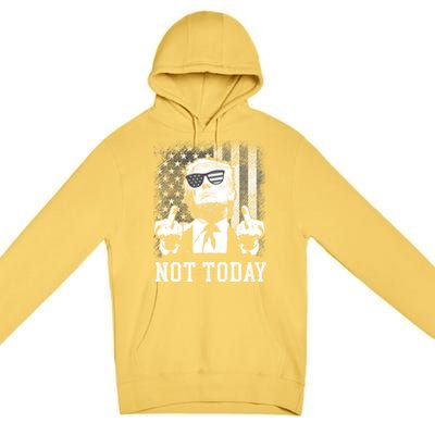 Not Today Trump 2024 Us American Flag Rally Shooting Gift Premium Pullover Hoodie