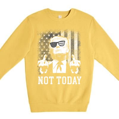 Not Today Trump 2024 Us American Flag Rally Shooting Gift Premium Crewneck Sweatshirt