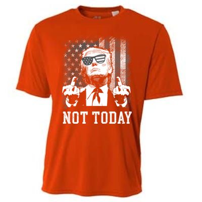 Not Today Trump 2024 Us American Flag Rally Shooting Gift Cooling Performance Crew T-Shirt