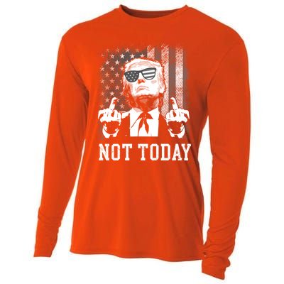 Not Today Trump 2024 Us American Flag Rally Shooting Gift Cooling Performance Long Sleeve Crew