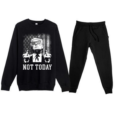 Not Today Trump 2024 Us American Flag Rally Shooting Gift Premium Crewneck Sweatsuit Set