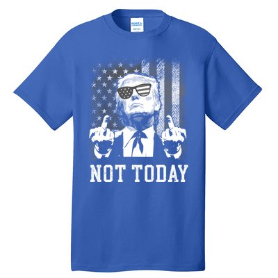 Not Today Trump 2024 Us American Flag Rally Shooting Gift Tall T-Shirt