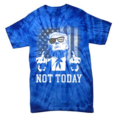 Not Today Trump 2024 Us American Flag Rally Shooting Gift Tie-Dye T-Shirt