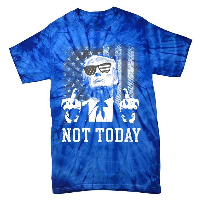 Not Today Trump 2024 Us American Flag Rally Shooting Gift Tie-Dye T-Shirt