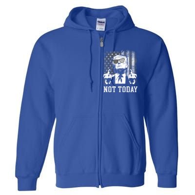 Not Today Trump 2024 Us American Flag Rally Shooting Gift Full Zip Hoodie