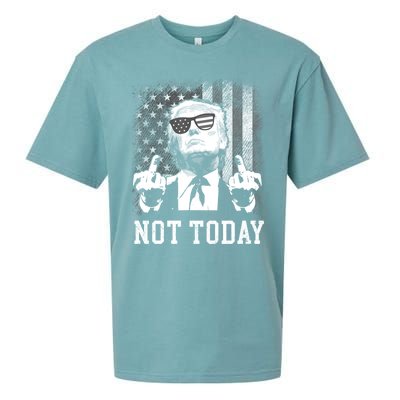 Not Today Trump 2024 Us American Flag Rally Shooting Gift Sueded Cloud Jersey T-Shirt