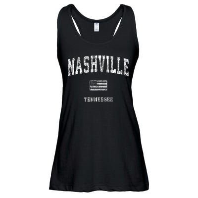 Nashville Tennessee Tn Vintage American Flag Ladies Essential Flowy Tank