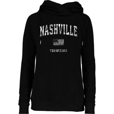 Nashville Tennessee Tn Vintage American Flag Womens Funnel Neck Pullover Hood