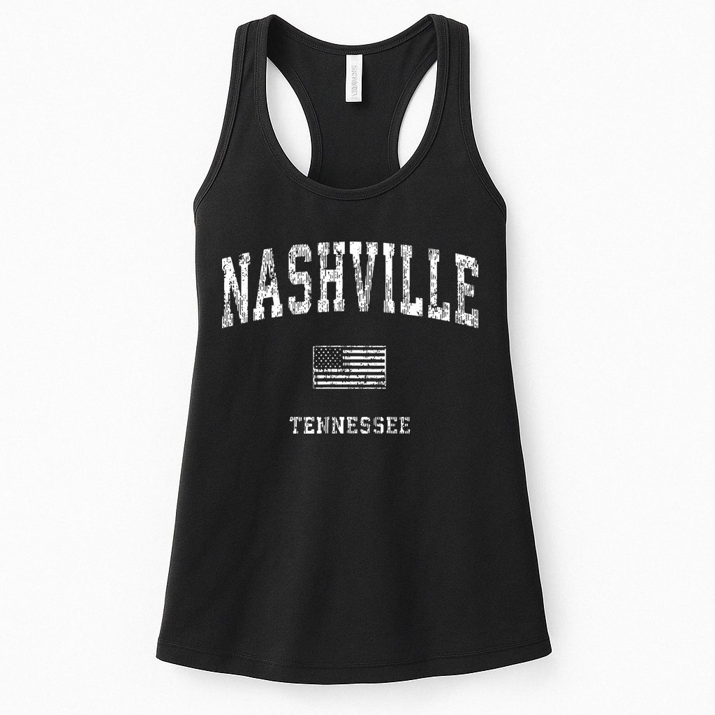 Nashville Tennessee Tn Vintage American Flag Womens Tank Top