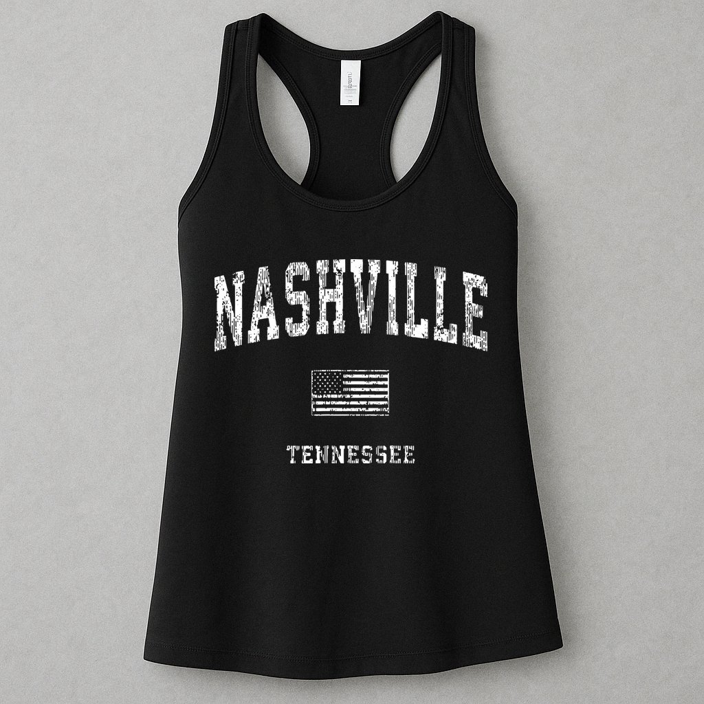 Nashville Tennessee Tn Vintage American Flag Womens Tank Top