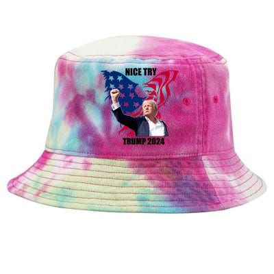 Nice Try Trump 2024 Tie-Dyed Bucket Hat